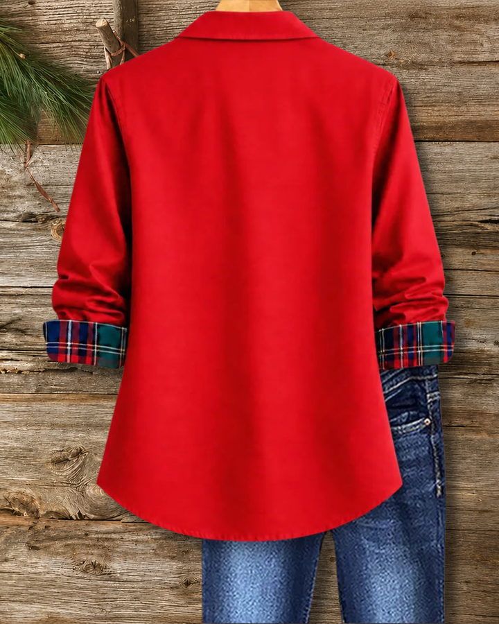 Plaid Contrast Trim Button Front Shirt