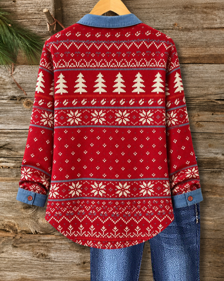 Fair Isle Contrast Collar Button Shirt