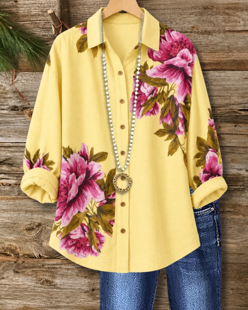 Floral Print Collared Button Shirt
