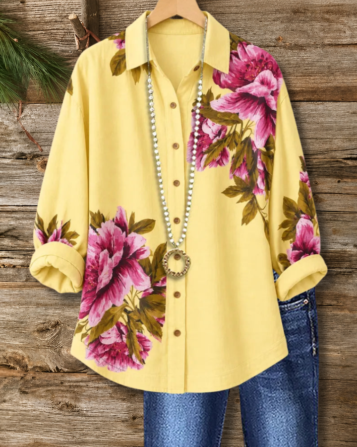 Floral Print Collared Button Shirt