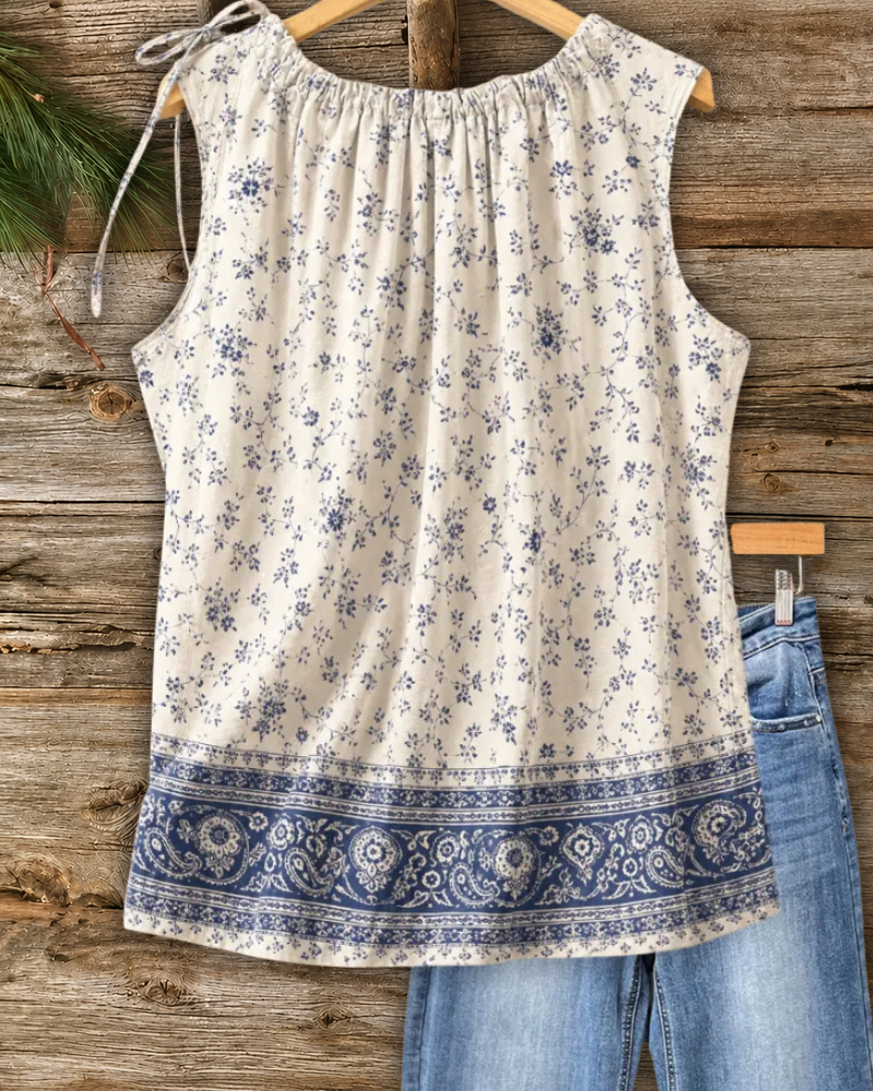 Tie Detail Round Neck Tank Top