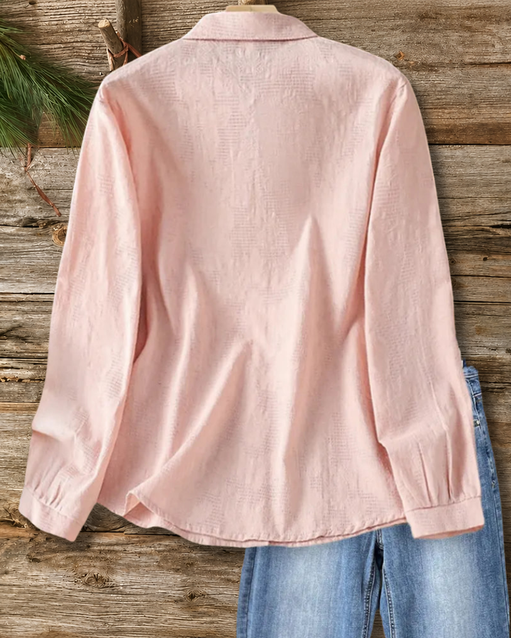 Embroidered Lapel Button Shirt