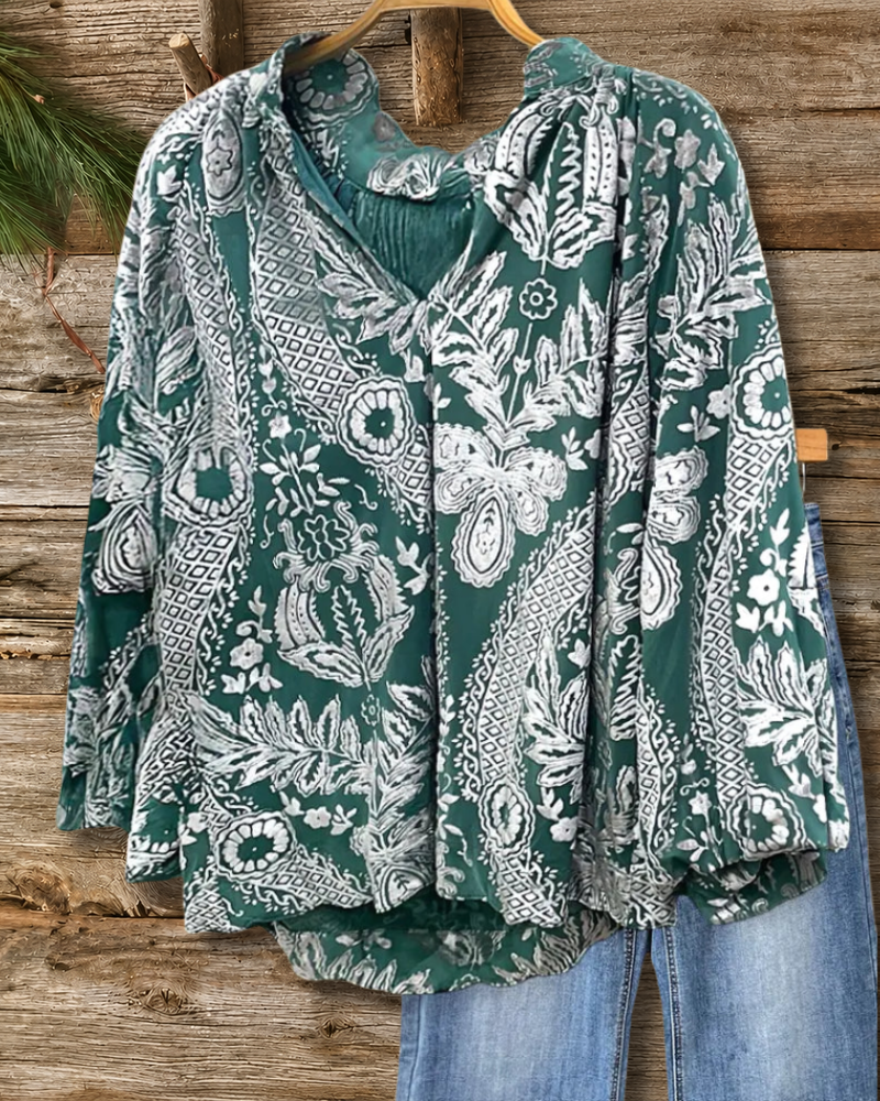 Velvet Bohemia V Neck Blouse