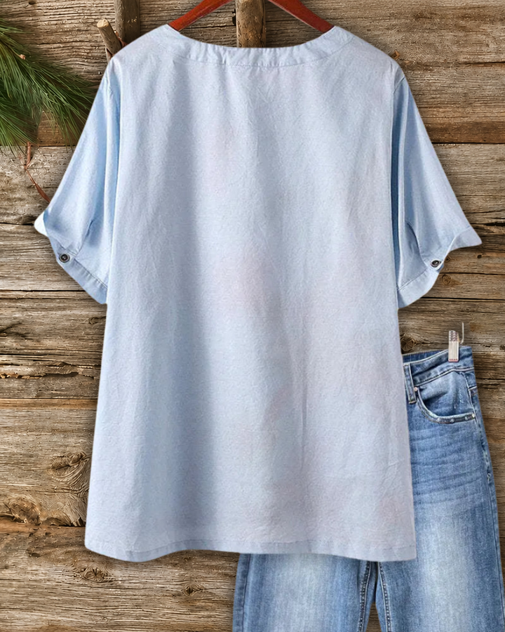 Floral Print Button Accent Breezy Blouse
