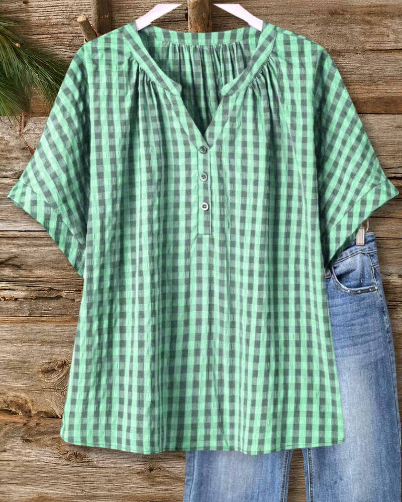 Classic V Neck Button Blouse