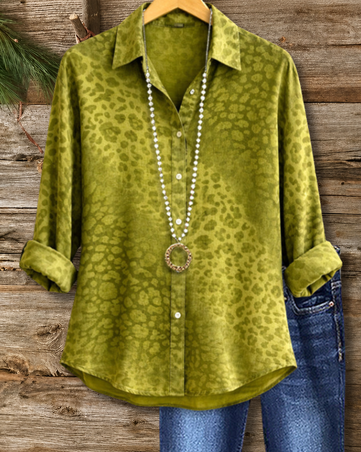 Olive Leopard Button Shirt
