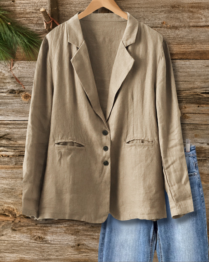Solid Color Classic Notched Lapel Single Breasted Blazer