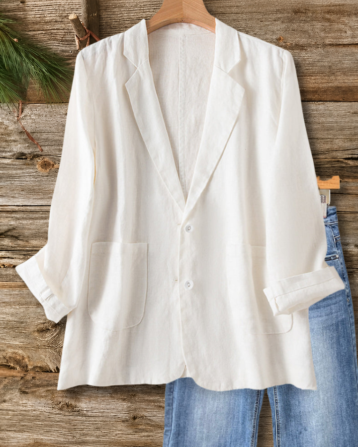 Solid Color Notched Lapel Feminine Single Breasted Blazer