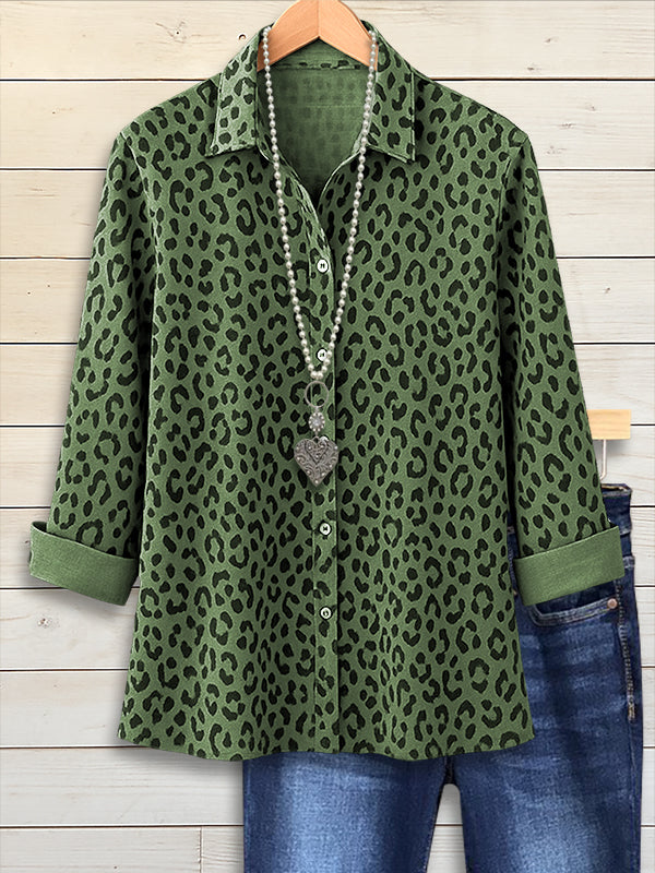 Navy Leopard Button-Up Shirt