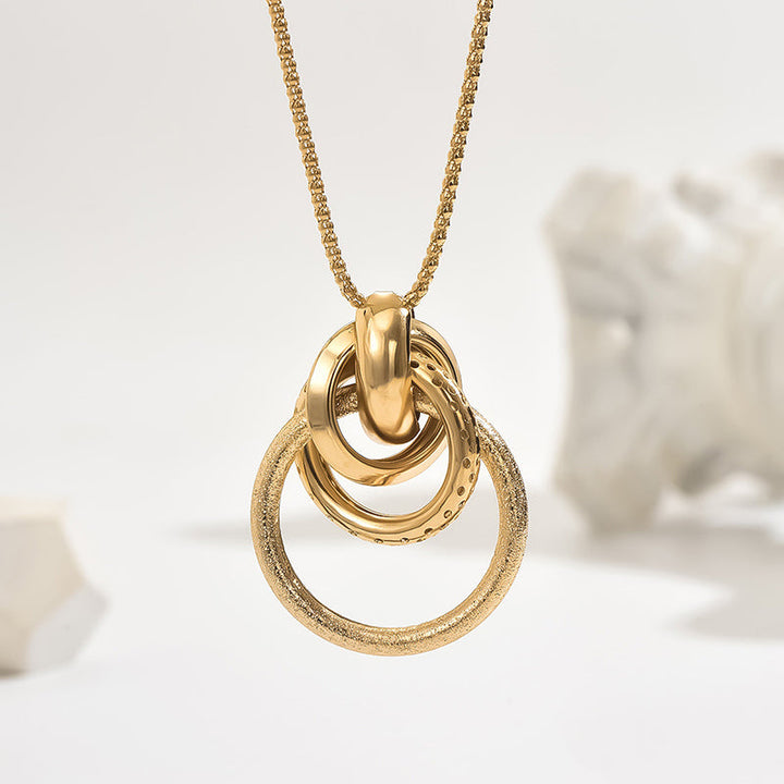 Golden Harmony Circle Pendant Necklace