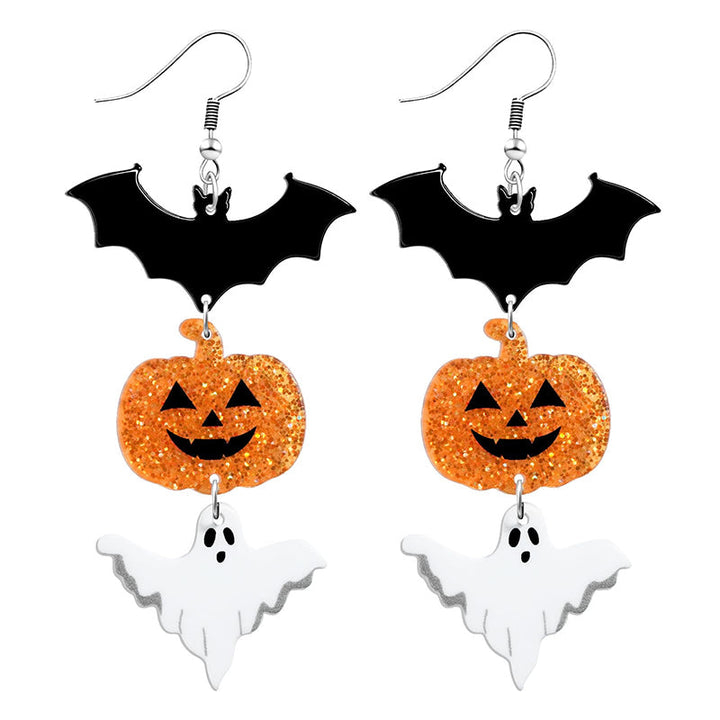 Spooky Night Bat & Pumpkin Earrings