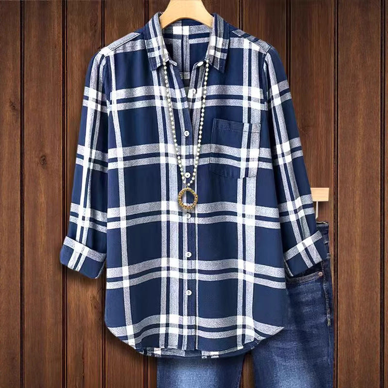 Navy Classic Plaid Button Shirt