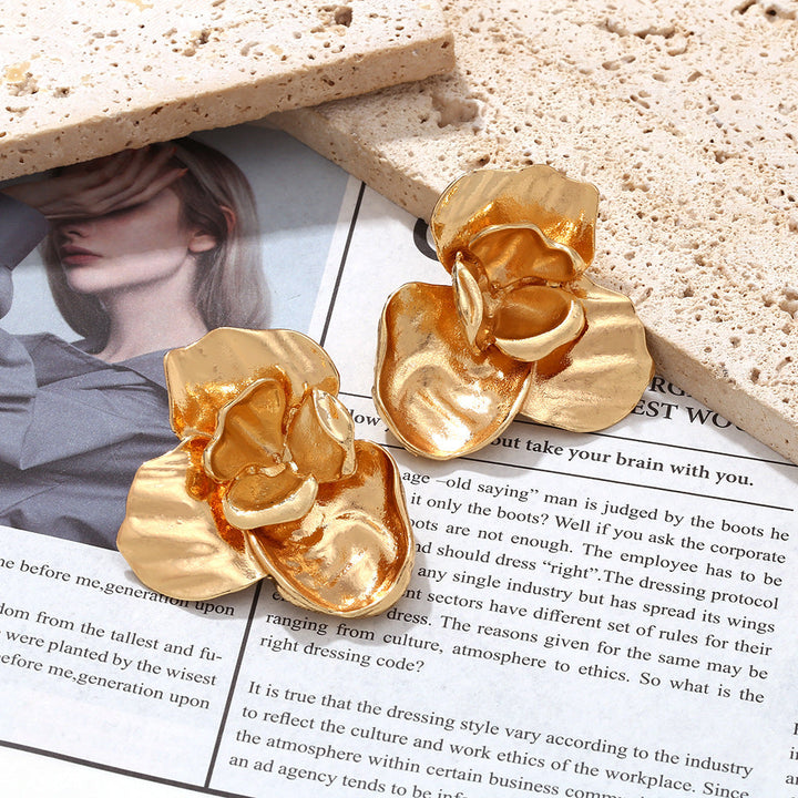 Metallic Petal Statement Earrings
