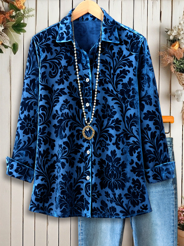 Sapphire Velvet Baroque Shirt