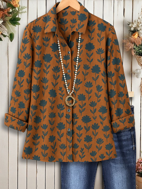 Rustic Bloom Button-Down Shirt