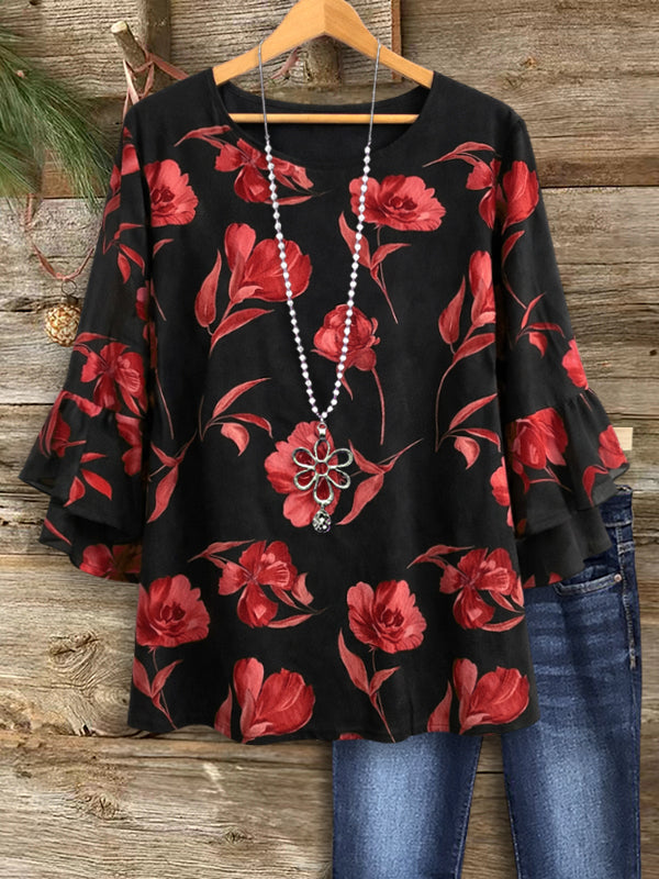 Rose Garden Bell Sleeve Top