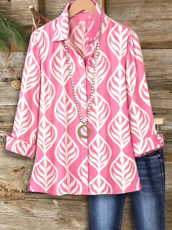 Blush Breeze Leaf Print Shirt