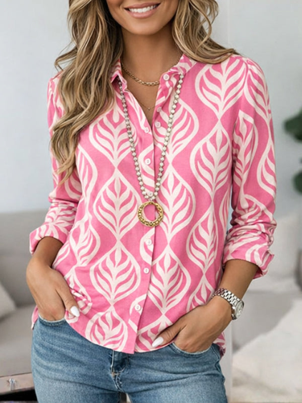 Blush Breeze Leaf Print Shirt
