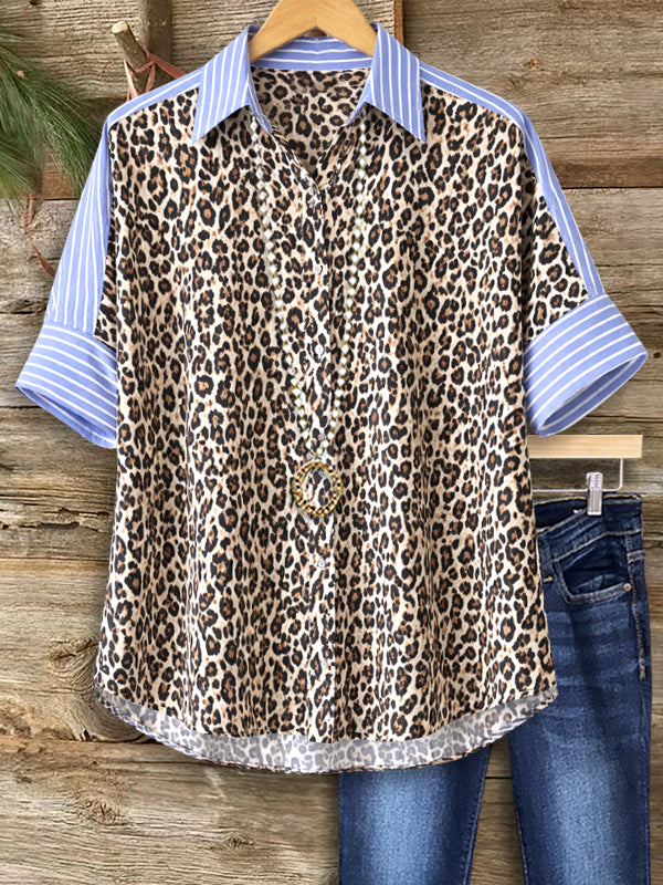 Wild Chic Leopard Contrast Shirt