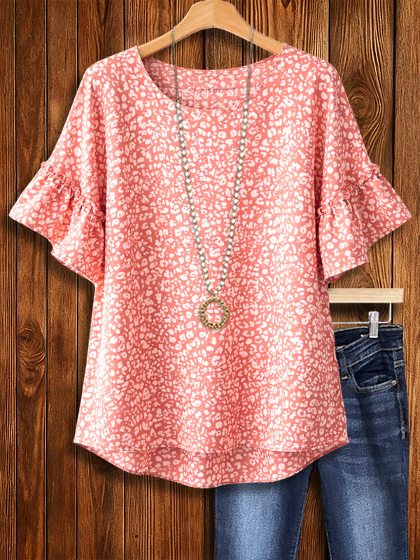 Coral Breeze Flutter Sleeve Blouse