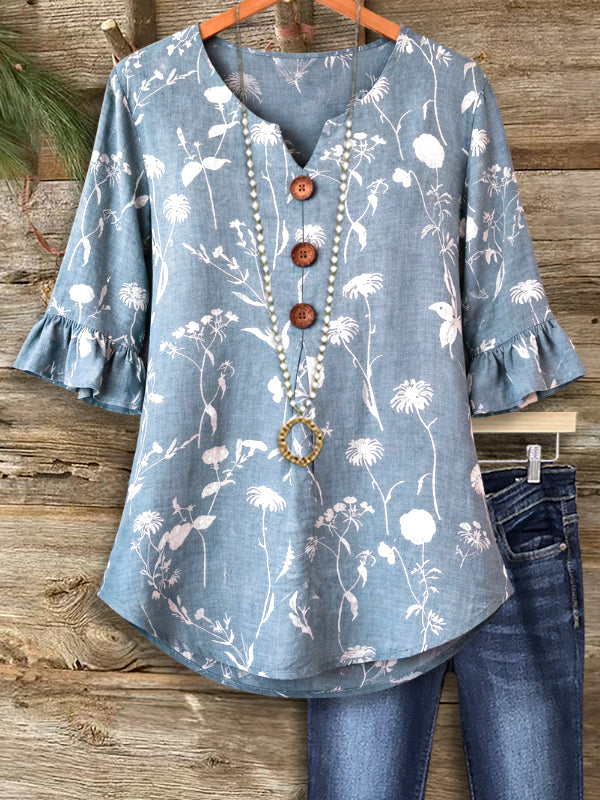 Vintage Meadow Button Front Top