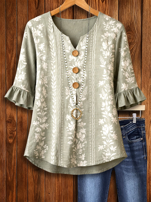 Vintage Garden Button-Front Tunic