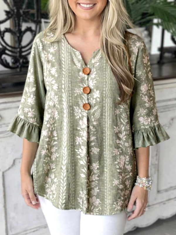 Vintage Garden Button-Front Tunic