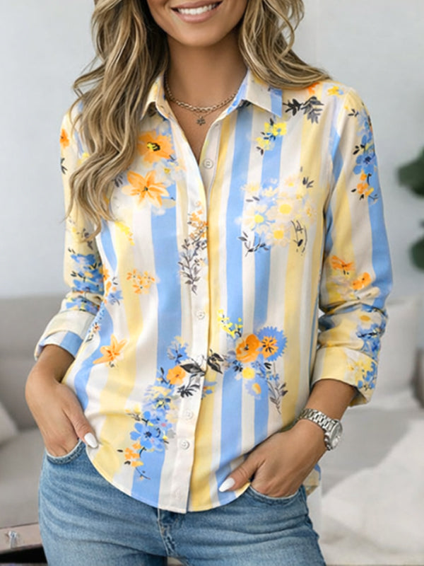 Sunny Breeze Floral Stripe Shirt