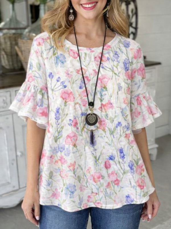 Meadow Breeze Ruffle Sleeve Blouse