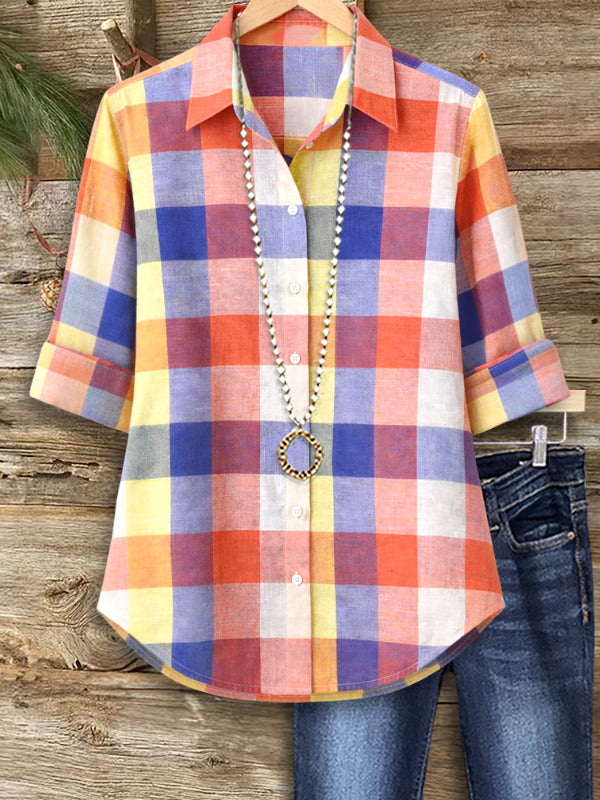Sunset Plaid Button-Up Shirt