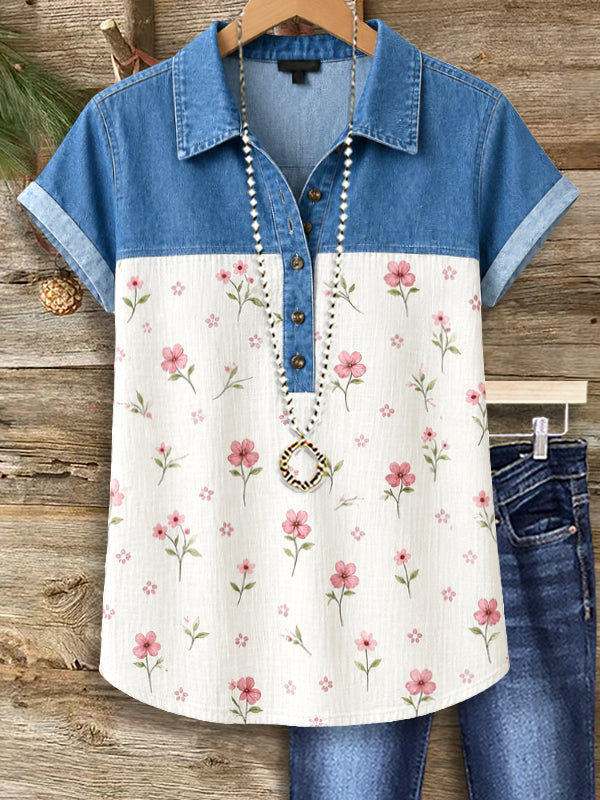 Daisy Denim Collar Top