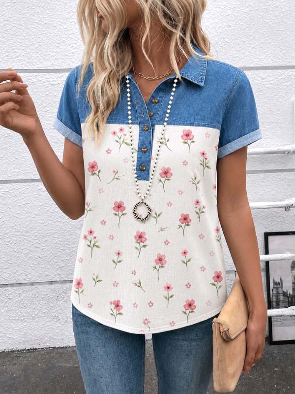 Daisy Denim Collar Top