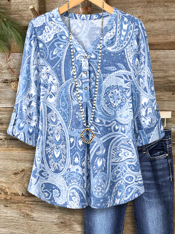 Blue Willow Paisley Blouse