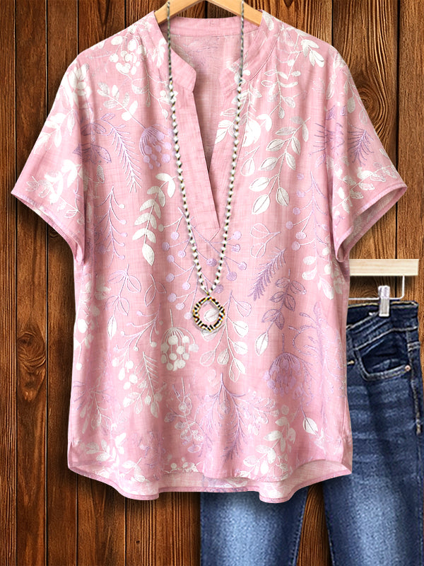 Blush Meadow V-Neck Blouse