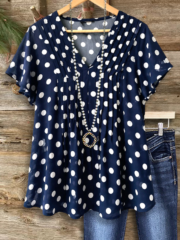 Navy Breeze Polka Dot Blouse
