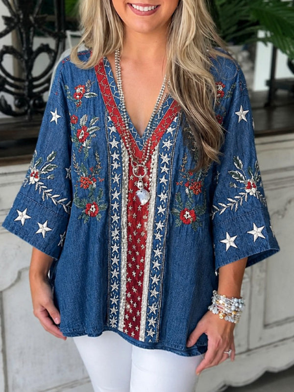 Freedom Bloom Denim Tunic