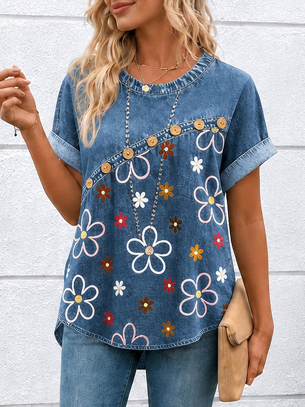 Floral Trail Denim Tee