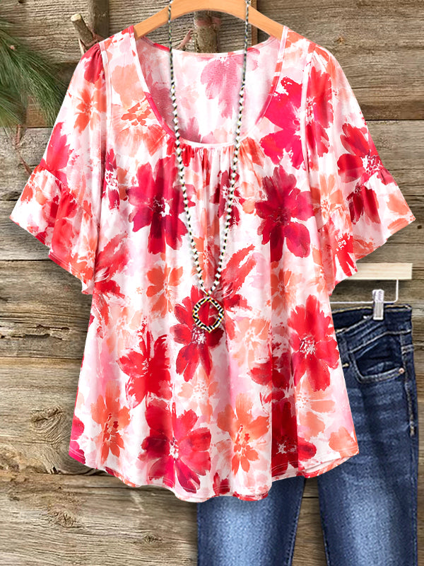 Floral Breeze Peasant Blouse