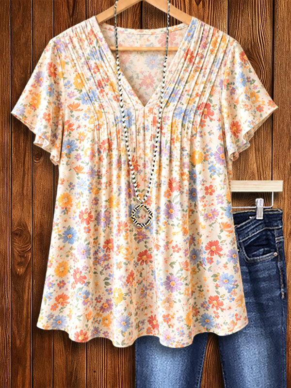 Meadow Bloom Pleated Blouse