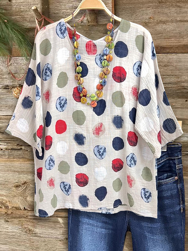 Colorful Polka Dot Casual Blouse