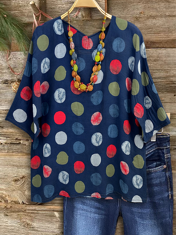 Colorful Polka Dot Casual Blouse
