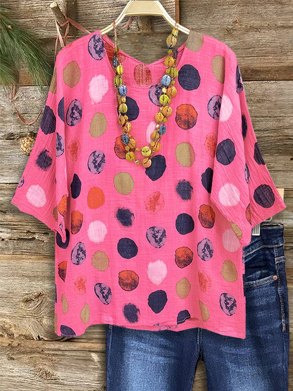 Colorful Polka Dot Casual Blouse