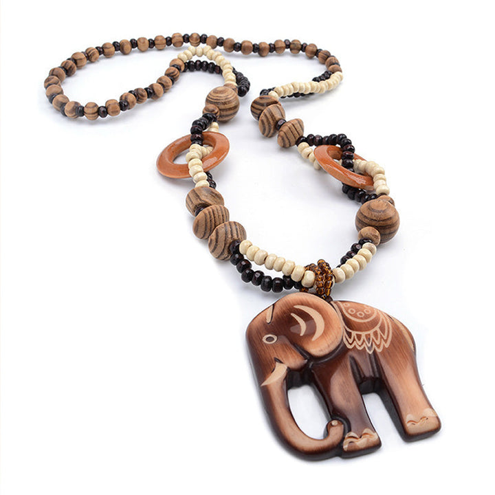 Retro Ethnic Style Wooden Necklace