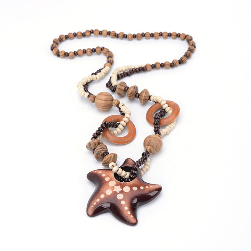 Retro Ethnic Style Wooden Necklace
