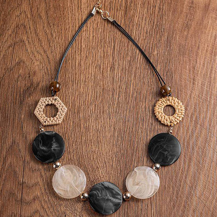 Rattan Acrylic Disc Necklace