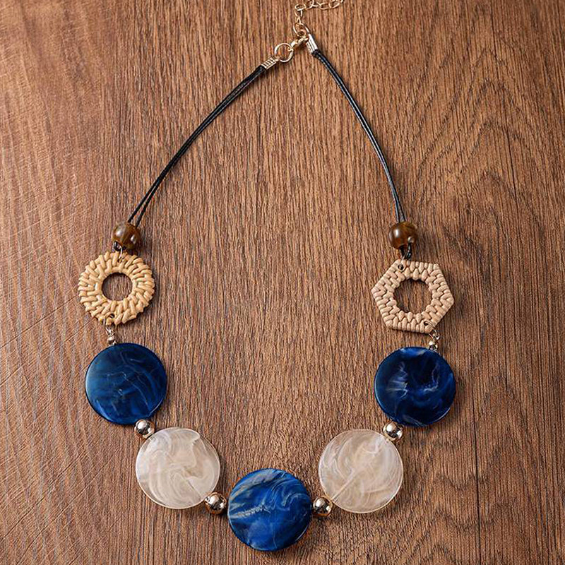 Rattan Acrylic Disc Necklace