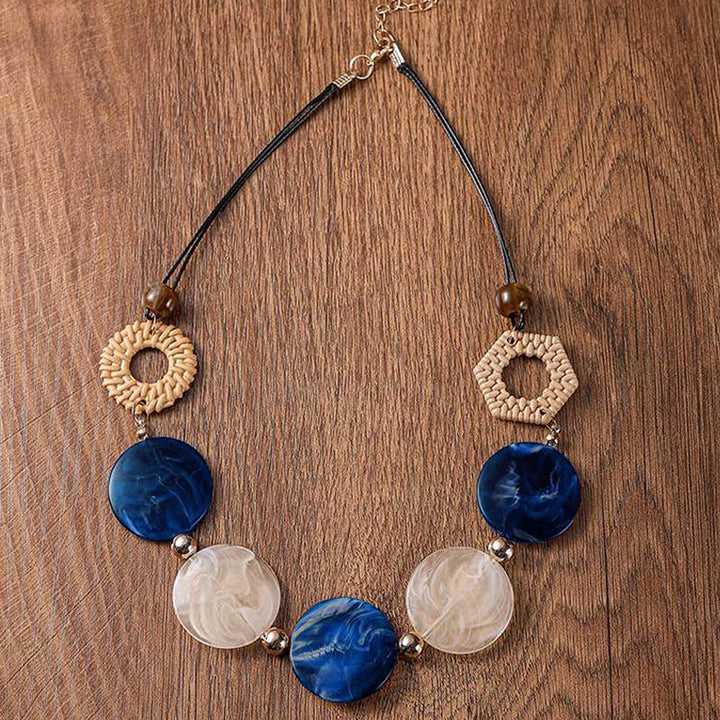 Rattan Acrylic Disc Necklace