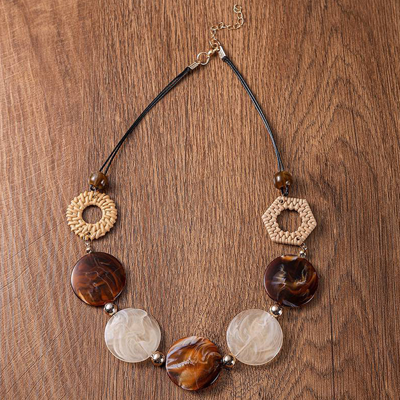 Rattan Acrylic Disc Necklace