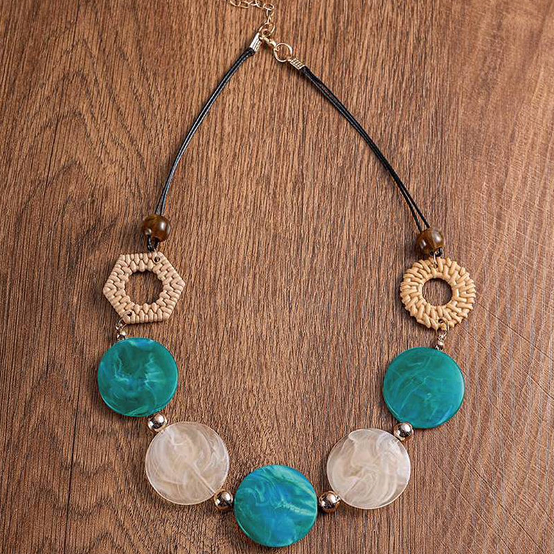 Rattan Acrylic Disc Necklace