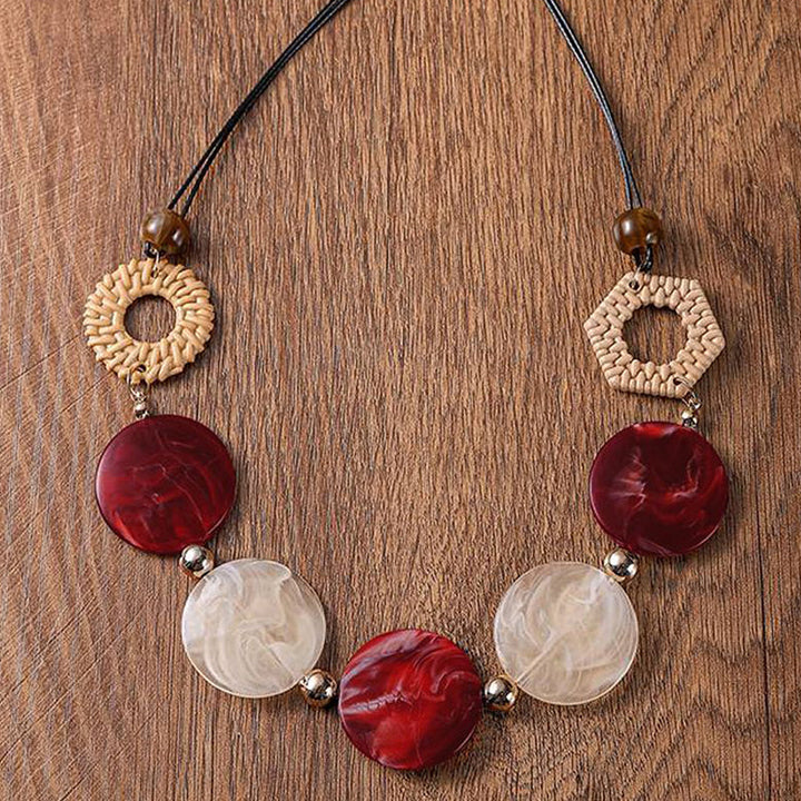 Rattan Acrylic Disc Necklace